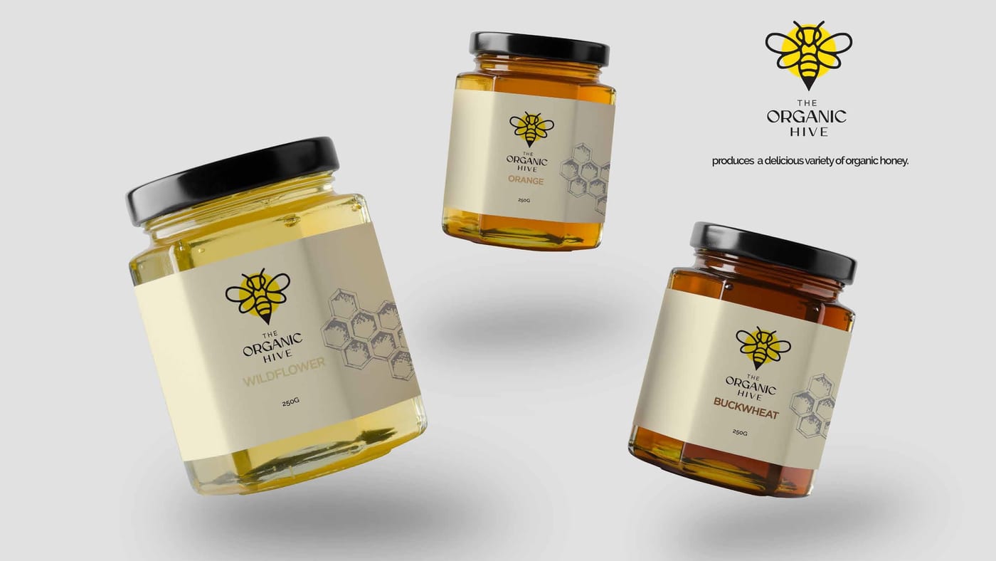 Honey packaging and label design mockup