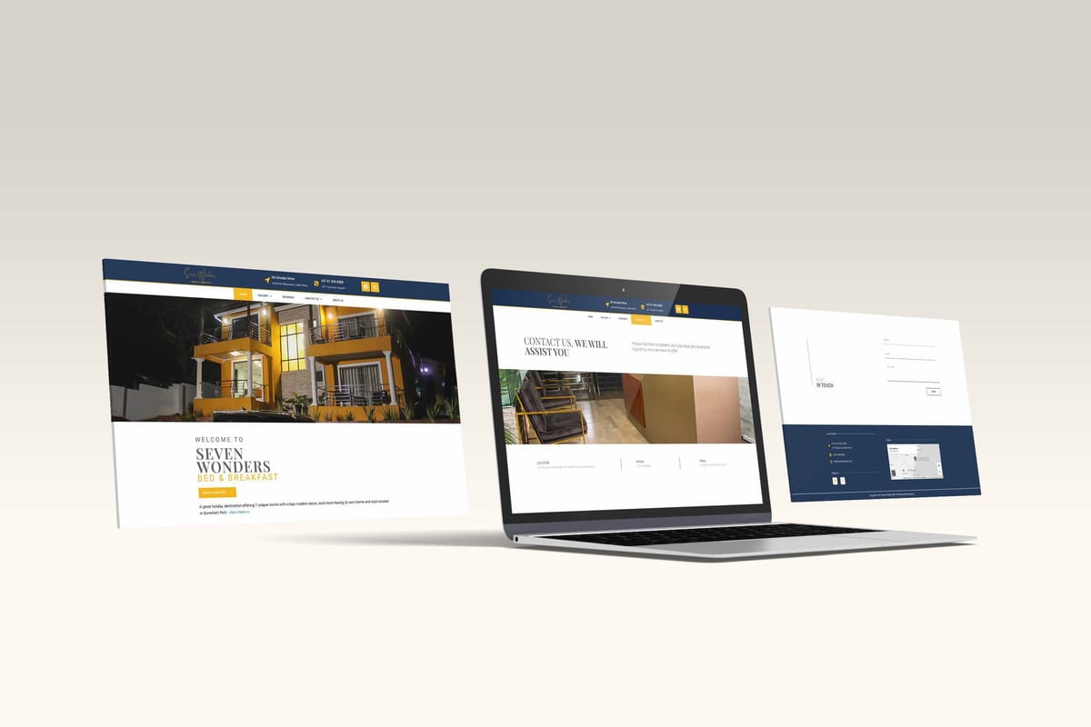 Website and brand presentation mockup across desktop screens